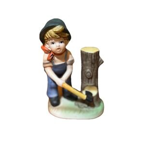 Vintage Flambro Collector's Choice‎ Boy with Axe Figurine Taiwan Hummel Style 5"
